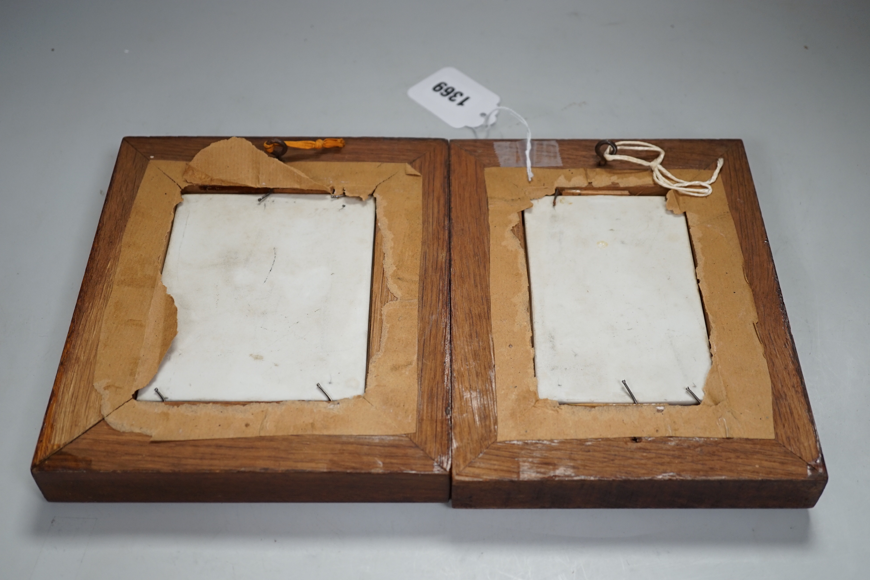 Two French pate-sur-pate panels of dancers, each signed Dufaud, framed, the largest overall 20cm x 17cm